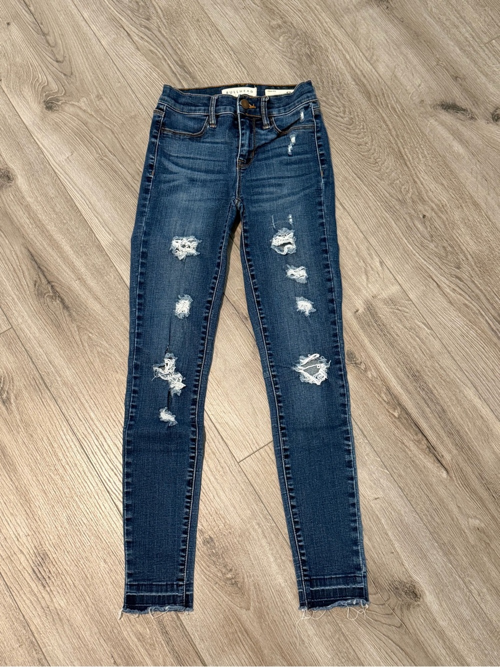 Bullhead Dark Blue Ripped Skinny Jeans